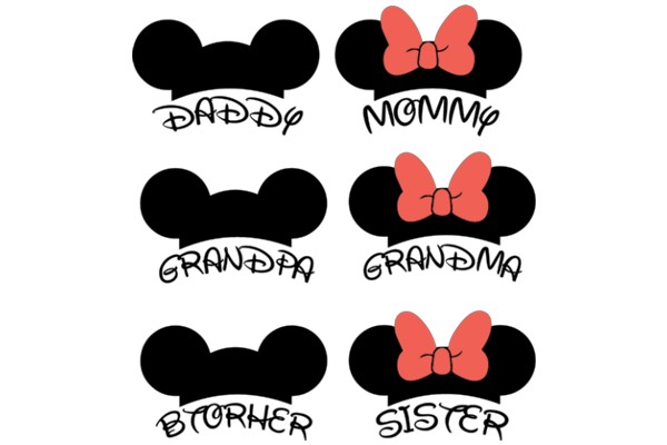 A Collection of Disney-Inspired Ear Logos for Different Family Members