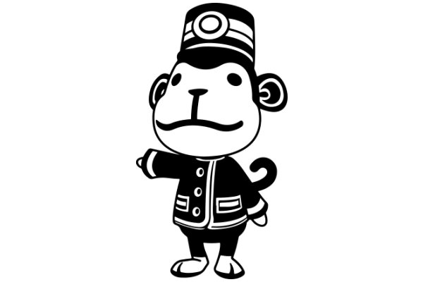 A Playful Monochrome Monkey in a Uniform