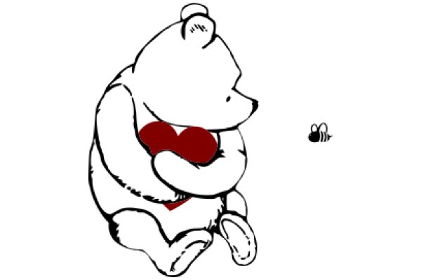 A Heartwarming Encounter: A Cartoon Bear with a Red Heart