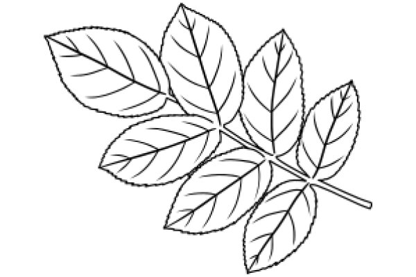 Simplistic Line Drawing of a Leafy Branch