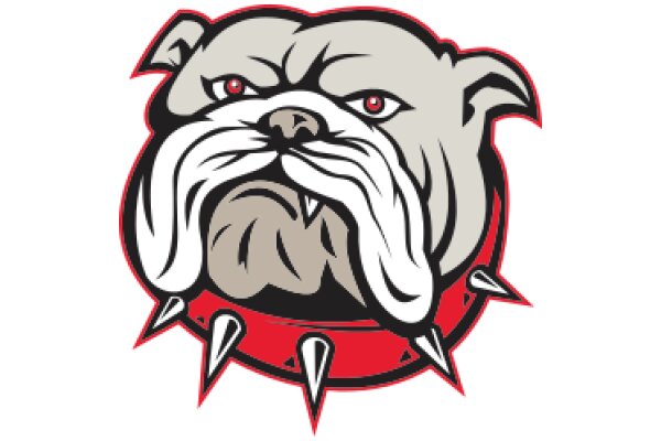 Bulldog Mascot with Spiky Red Ring