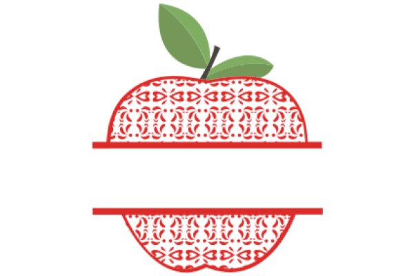 A Red Apple with a Green Leaf, Embellished with a Floral Pattern