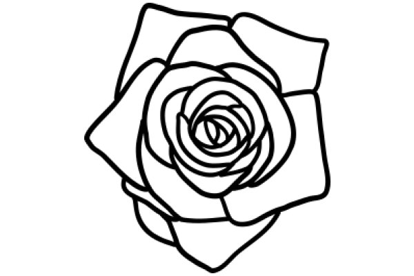 A Simple Line Drawing of a Rose