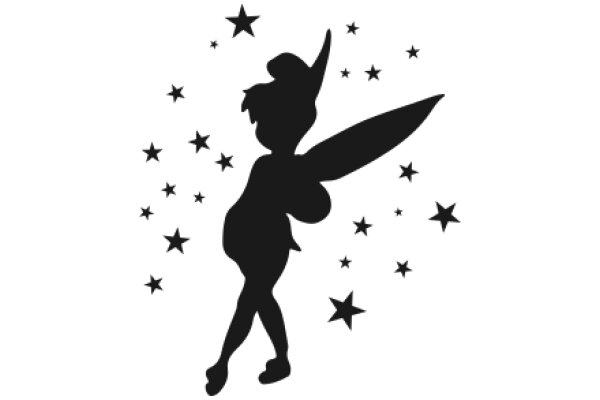 Whimsical Silhouette of a Fairy with Starry Background