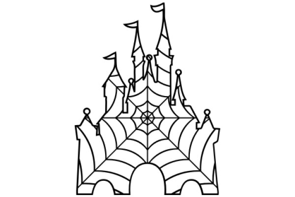 A Line Drawing of a Castle and Its Surroundings