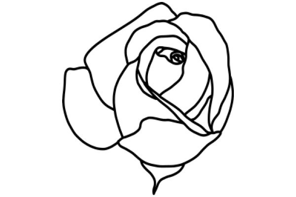 Simplistic Line Drawing of a Rose