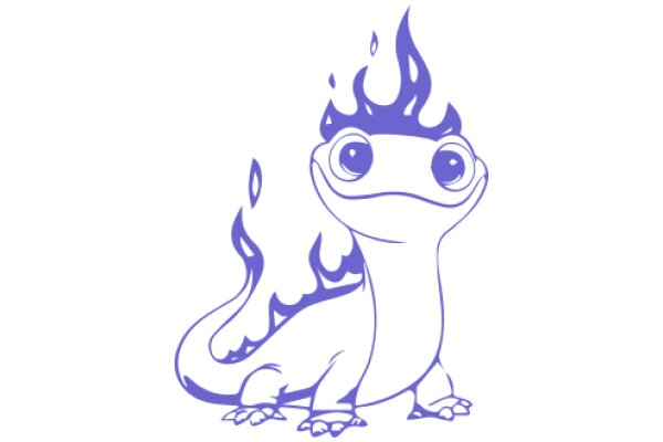 A Whimsical Illustration of a Lizard with Flames