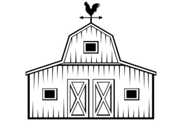 A Simple Illustration of a Barn with a Rooster on Top