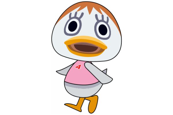 A Playful Cartoon of a Duck with a Pink Shirt and Yellow Feet