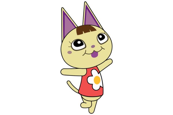 A Cute Cartoon Cat with a Unique Hairstyle