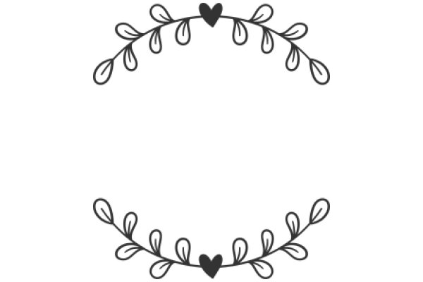 Simplistic Line Art of a Heart-Shaped Wreath with Leaves