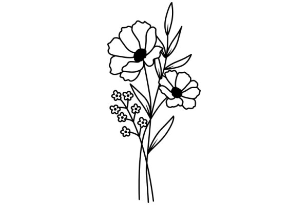 Simplicity in Nature: A Illustration of Flowers and Plants