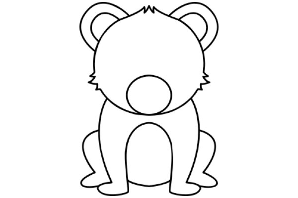 A Whimsical Line Drawing of a Stylized Bear Character