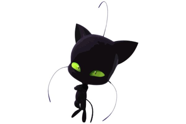 A Whimsical Black Cat with Glowing Eyes