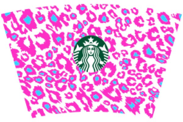 Starbucks Logo on Pink and Blue Leopard Print Background