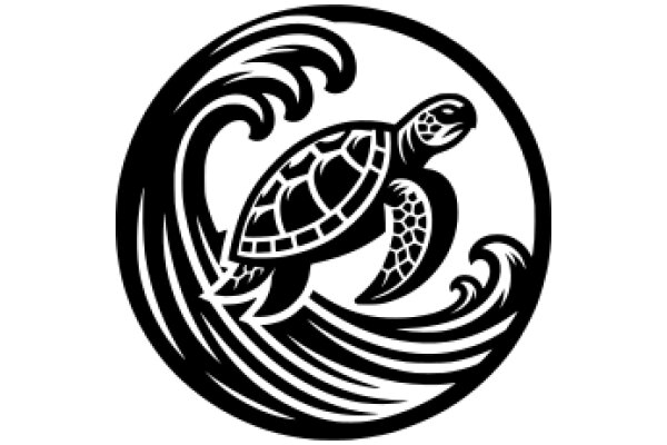 Stylized Logo of a Turtle Riding a Wave