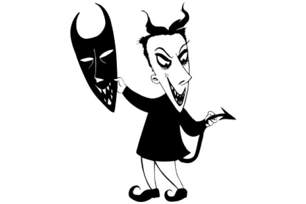 A Whimsical Encounter: The Devil's Mask and the Mischievous Imp