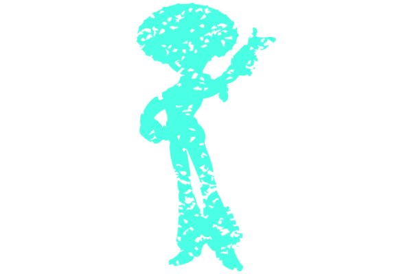 Stylized Character Silhouette with Turquoise Background