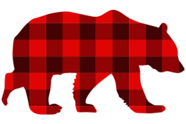 Vintage Red and Black Checkered Bear Silhouette