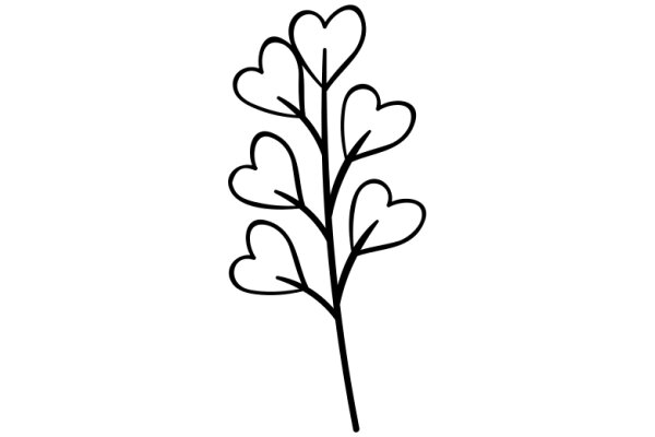 Simplistic Line Drawing of a Tree with Hearts