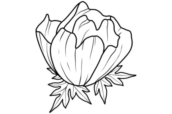 Stylized Artwork of a Flower with Detailed Leaf Design