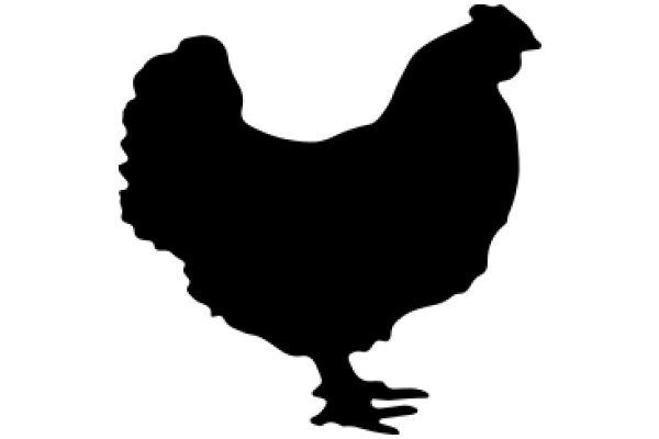 Silhouette of a Rooster against a White Background