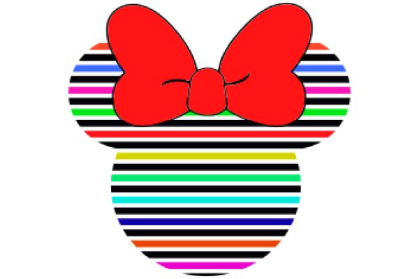 Vibrant Striped Heart with a Red Bow