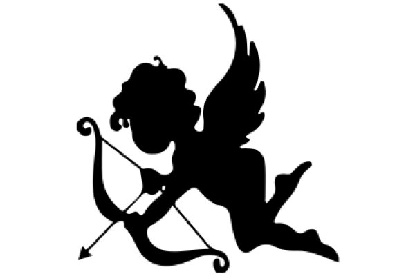 Silhouette of a Winged Figure with a Bow and Arrow