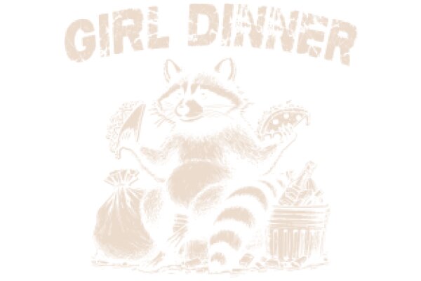 Girl Dinner: A Whimsical Illustration of a Raccoon's Delightful Dining Experience