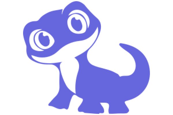 Whimsical Blue Cartoon Dinosaur with Big Eyes and Smile