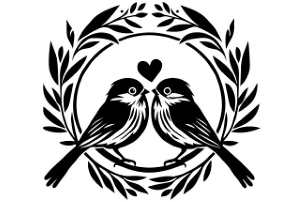 Illustration of Two Birds in a Laurel Wreath