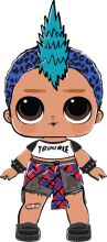 Stylish Cartoon Character with Blue Hair and a Spiky Top Knot