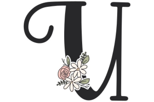 Stylized Letter 'U' with Floral Decoration