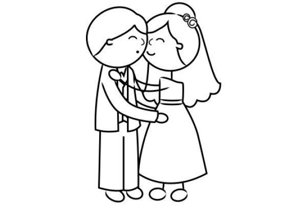 A Heartwarming Embrace: A Cartoon Illustration of a Couple's Affection