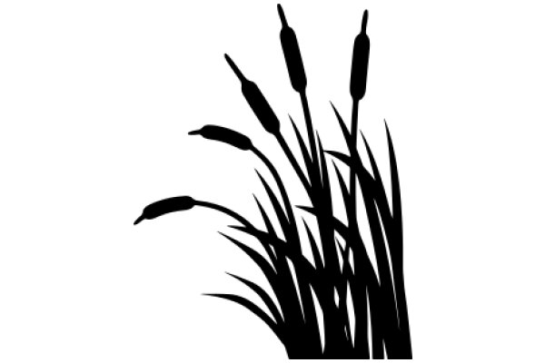 Silhouette of a Tall Grass Field with Reeds and Flowers