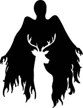 Silhouette of an Angelic Figure with a Deer's Head