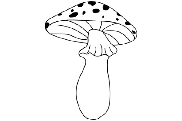 Simplistic Line Drawing of a Mushroom