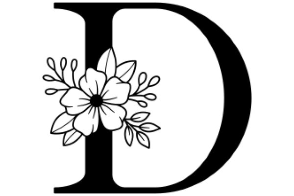 Stylized Letter D with Flower Design