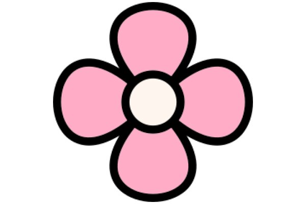 Stylized Pink Flower with Black Outline