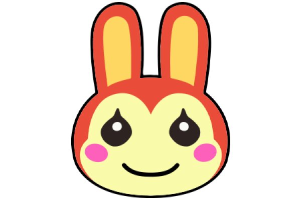 A Friendly Cartoon Bunny with a Smile and Pink Cheeks