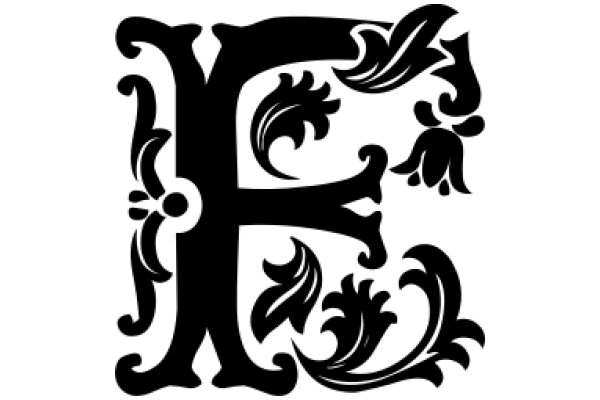 Stylized Letter 'F' with Intricate Designs and Patterns