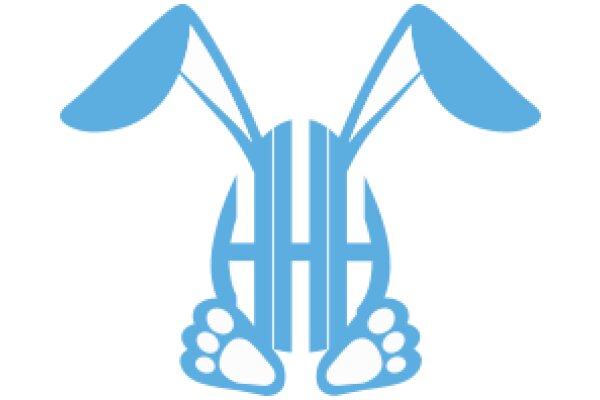 Stylized Blue Easter Bunny with Paw Prints