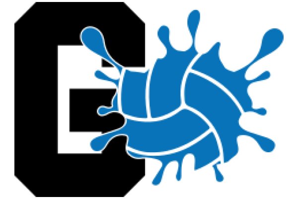 Elegant Blue Volleyball Logo with a Black Letter 'E'