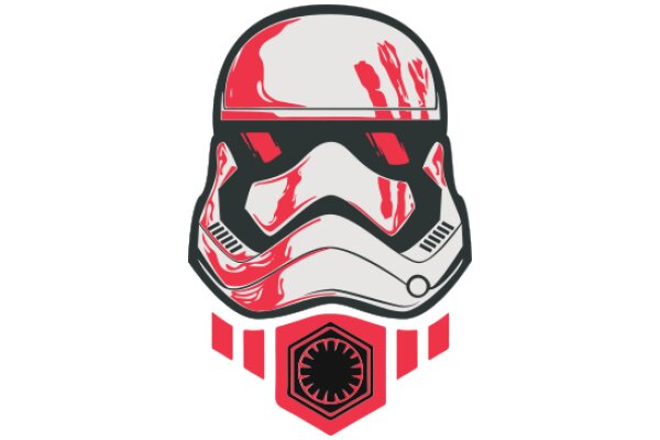 Stylish Red and Silver Stormtrooper Helmet with a Black Hole Logo