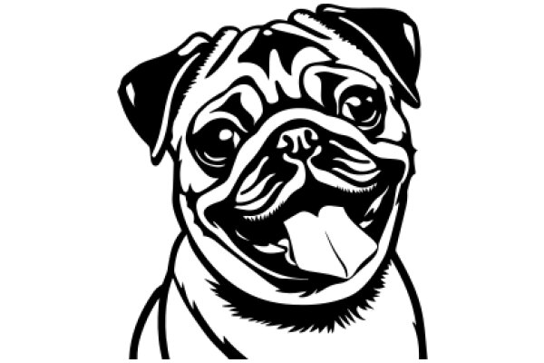 Stylish Illustration of a Pug Dog with a Tongue Out