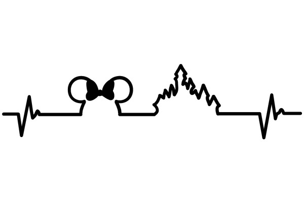 Electrocardiogram with a Playful Twist: A Heart-Shaped ECG Line with Two Bow-Tie Symbols