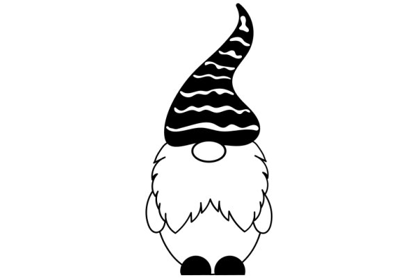 Whimsical Cartoon of a Gnome with a Pointy Hat and a Long Beard