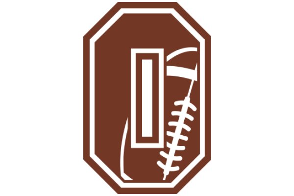 A Brown Sign with a White Door and a Stylized Football