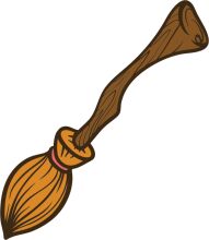 A Whimsical Illustration of a Broom with a Pink Handle