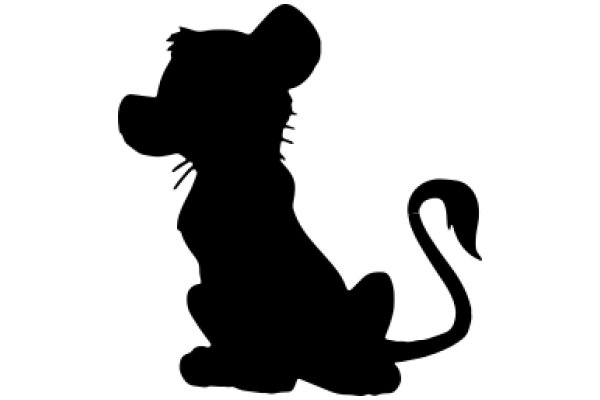 Silhouette of a Whimsical Creature: AFluffy, Horned Character with a Tail